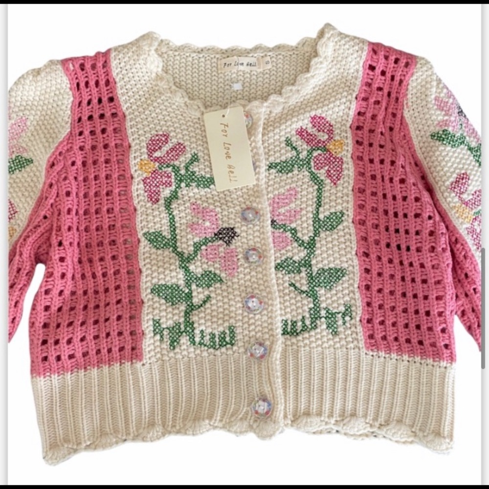 Pretty in Pink Crochet Cardigan NWT - Picture 9 of 11